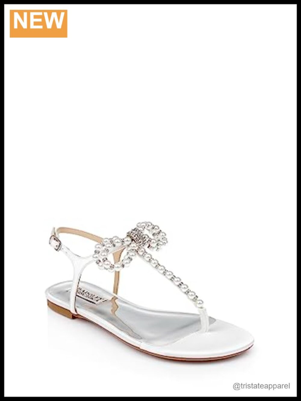 Pearled Flat Sandals with Bow Ankle Strap Satin Dress Shoes